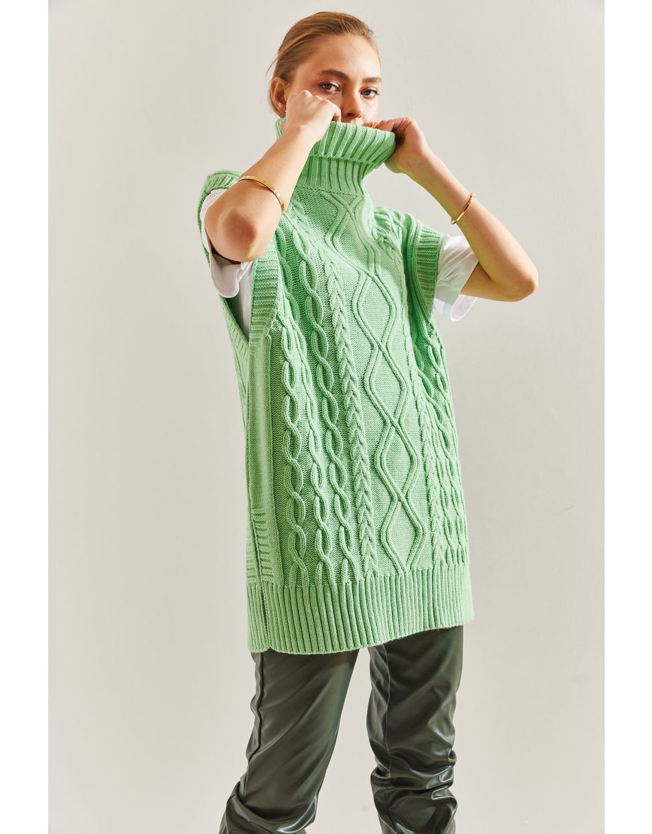 Women's Turtleneck Hair Braided Knitwear Sweater - 6