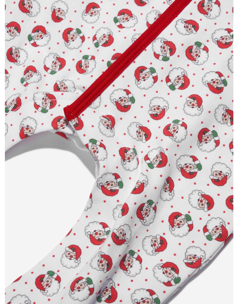 Baby Winking Santa Embroidered Babygrow in Red - 4