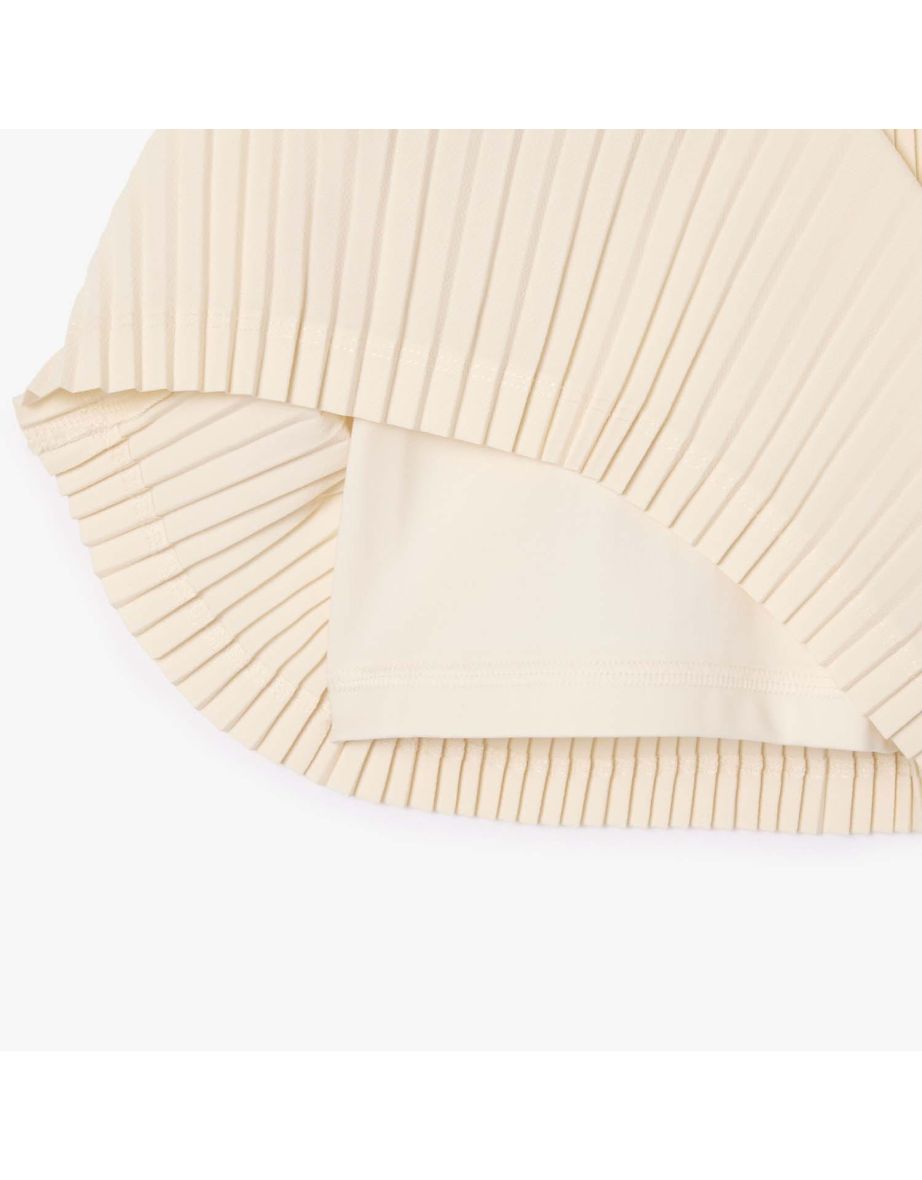 Women's Lacoste Sport Pleated Lined Tennis Shorts in Cream - 1