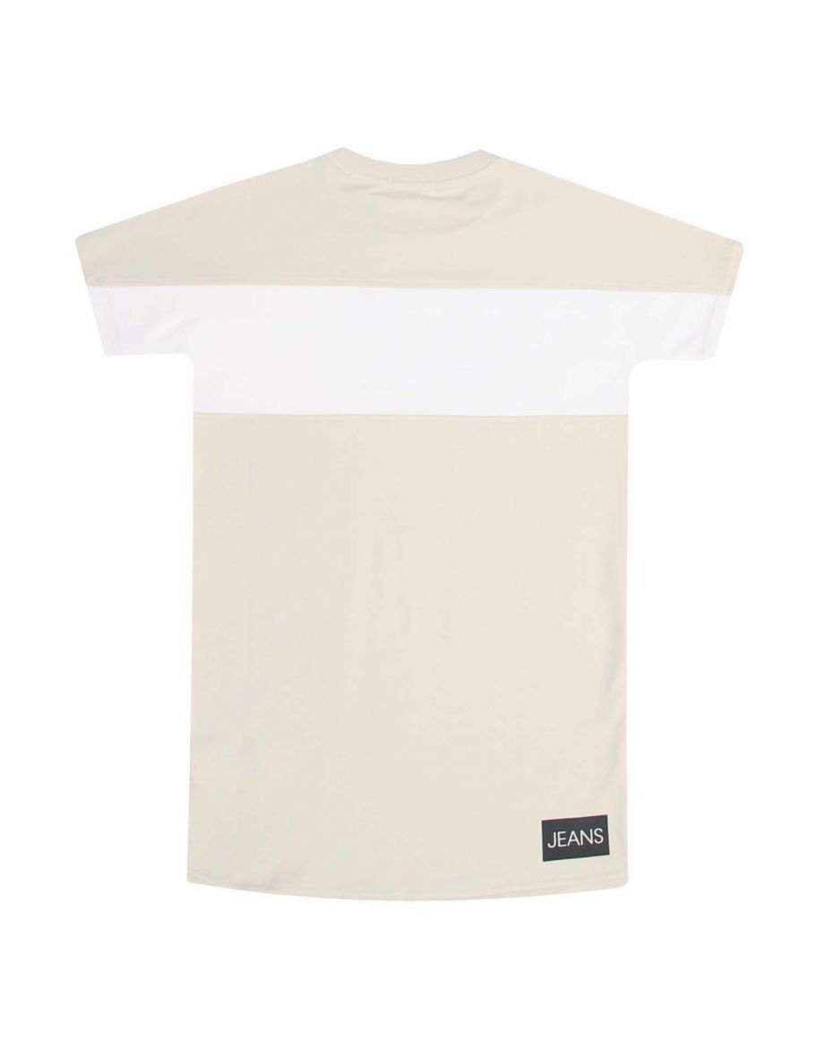Calvin Klein Jeans - Girl's Calvin Klein Junior Colourblock T-Shirt Dress in Cream - 1