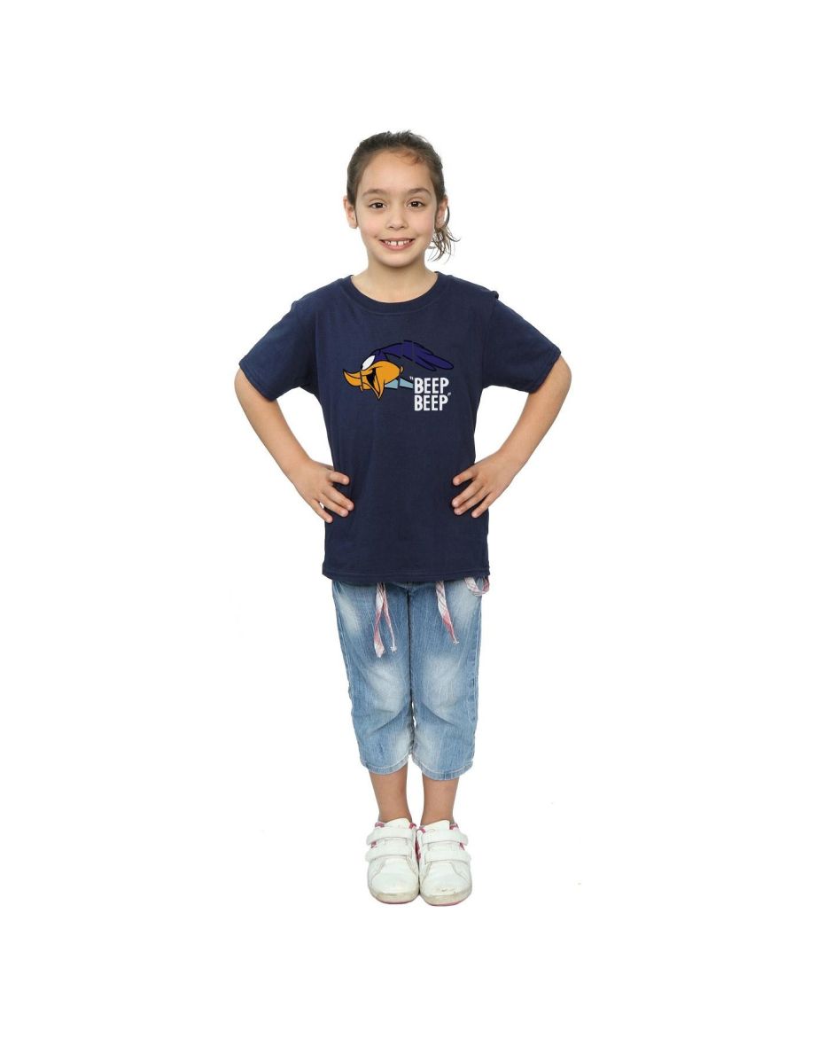 Looney Tunes Girls Road Runner Beep Beep Cotton T-Shirt - Navy Blue - 3