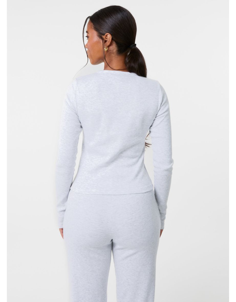 Ribbed Button Front Top - 4