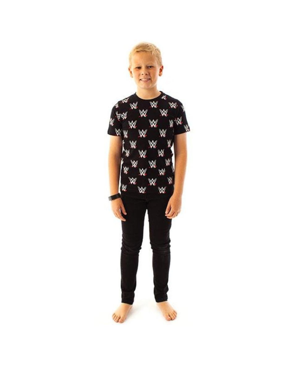 WWE Childrens/Kids Wrestling All Over Logo T-Shirt - Black - 3