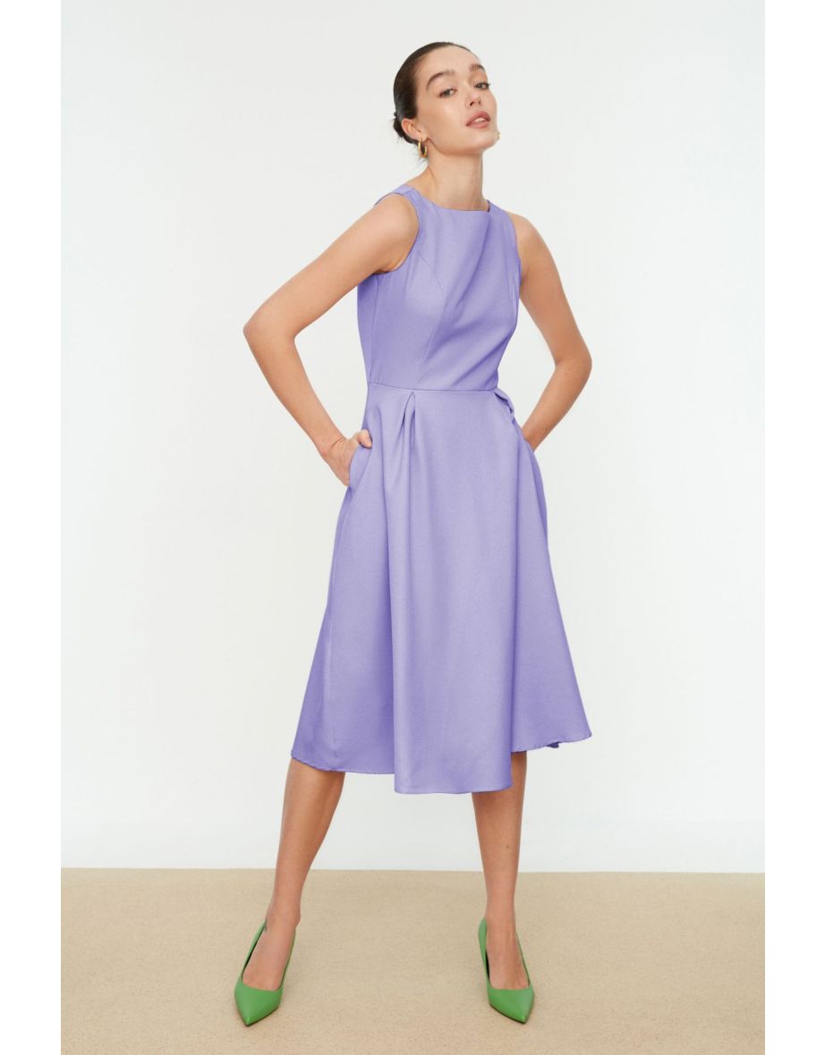 Lilac Pleated Woven Dress