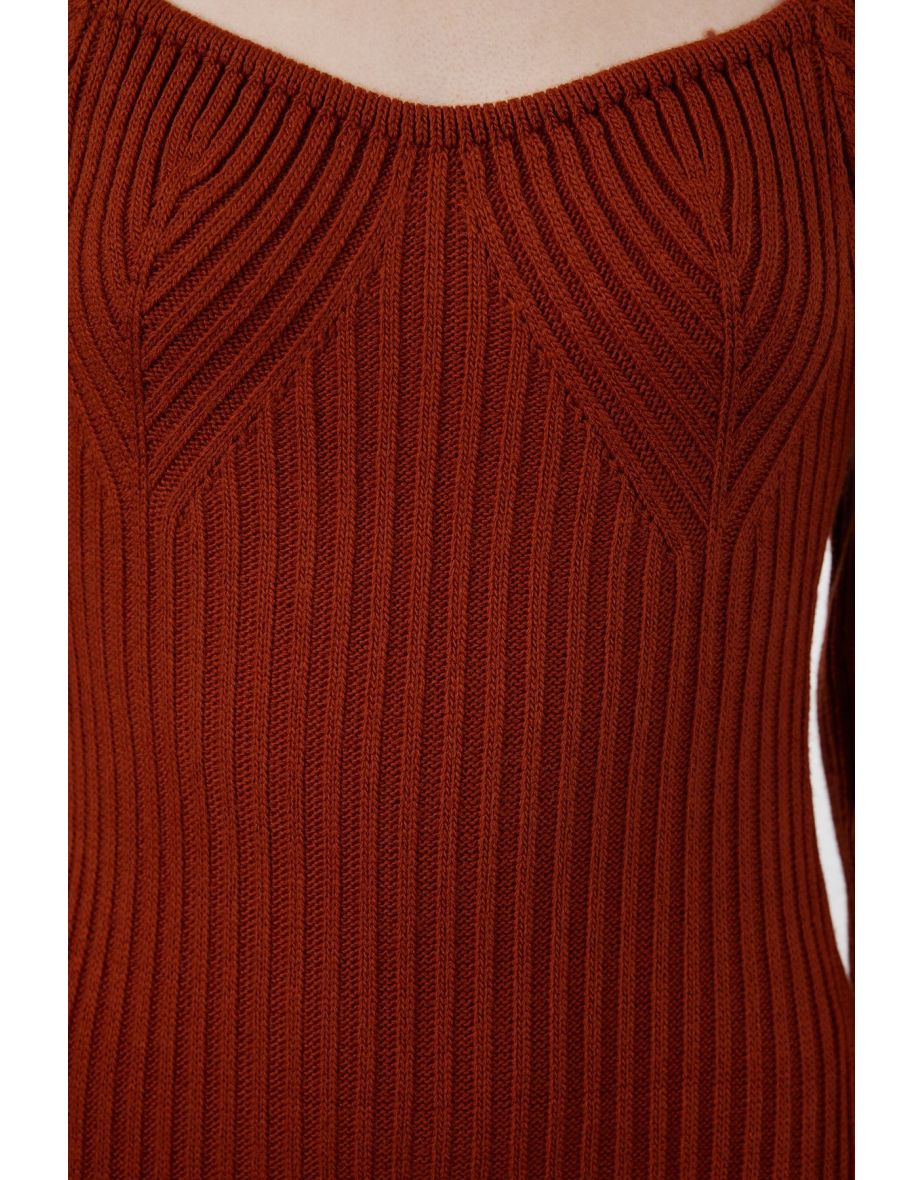 Tile Midi Knitwear Sweetheart Neckline Dress - 6