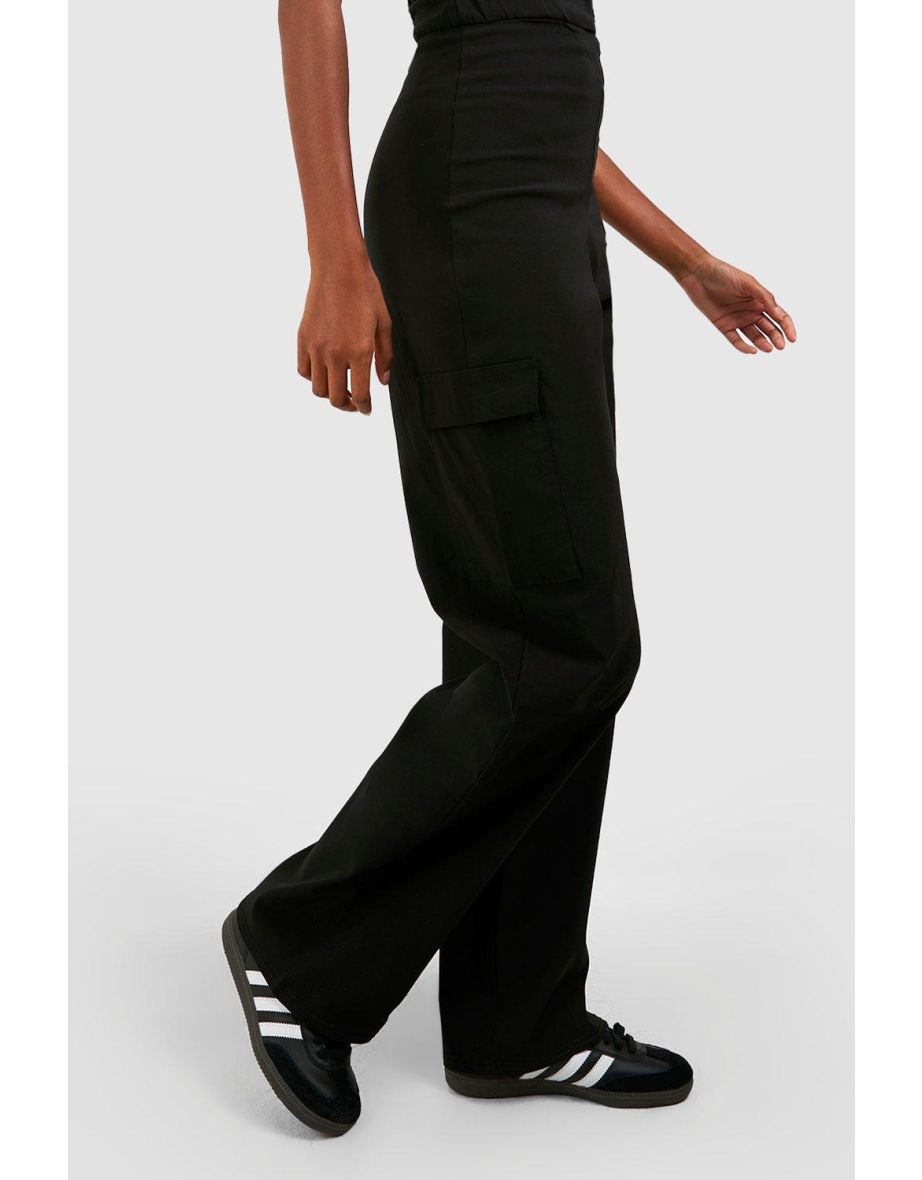 Bengaline Cargo Straight Leg Jumpsuit - black - 3