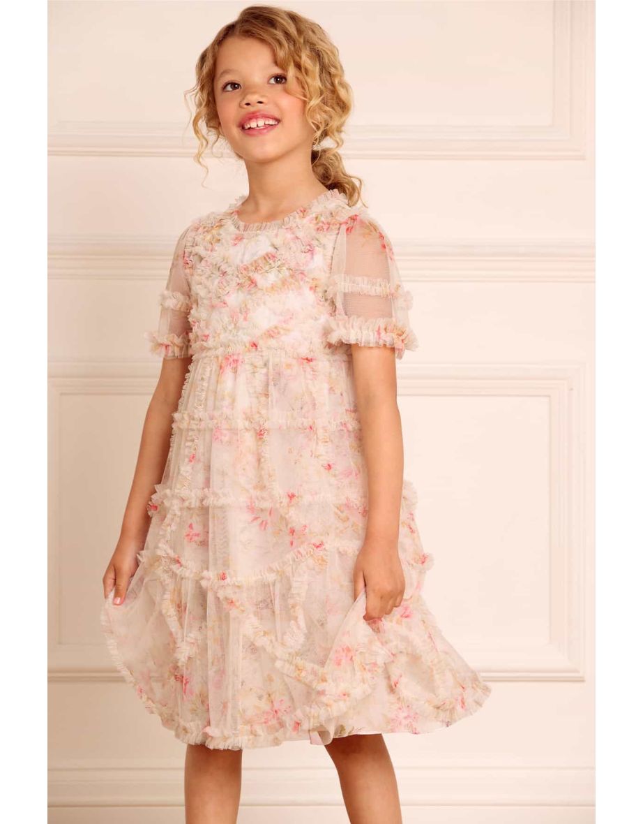 Girls Enchanted Garden La Vie En Rose Dress in Multicolour