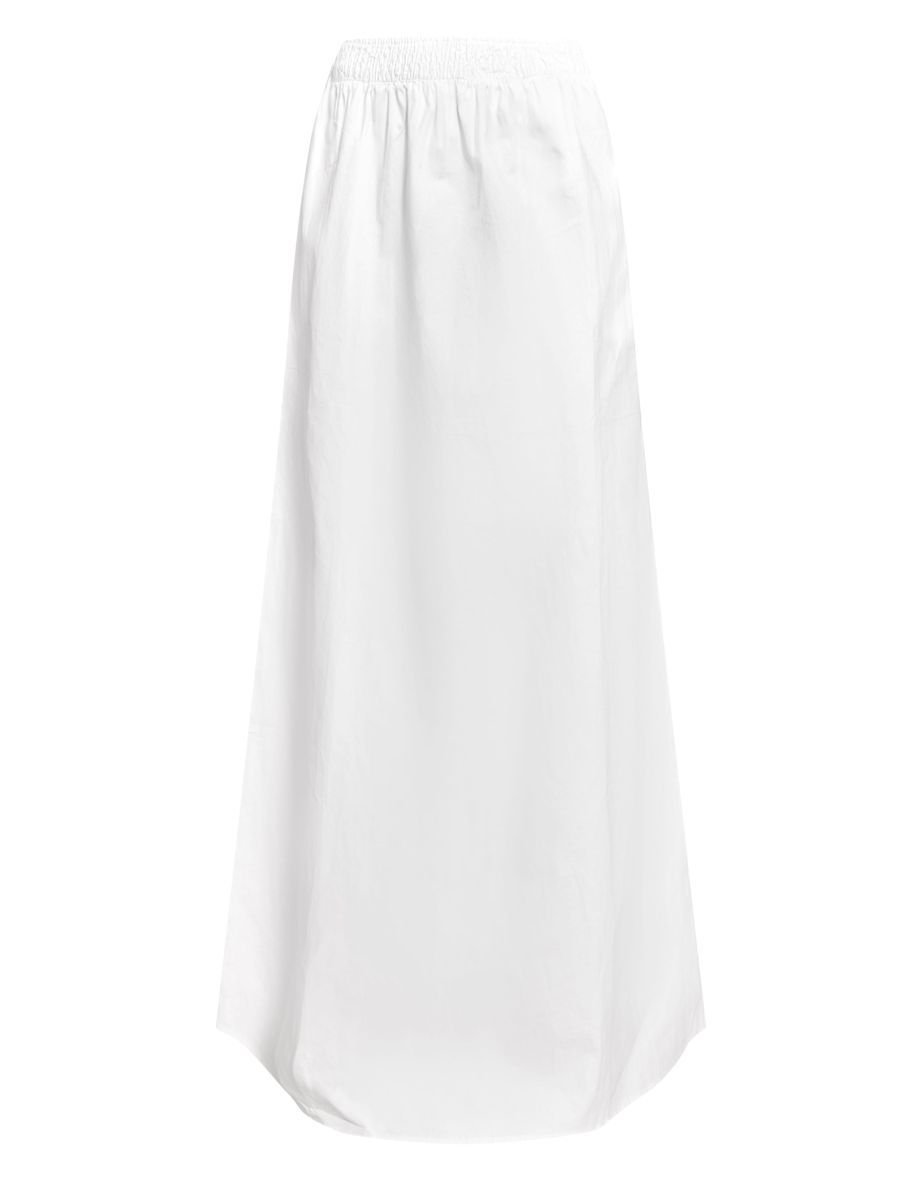White Sheered Waist Low Rise Maxi Skirt - 4