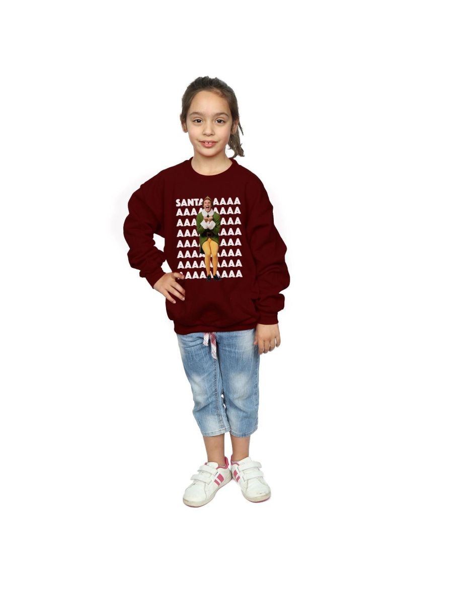 Elf Girls Buddy Santa Scream Sweatshirt - Burgundy - 3