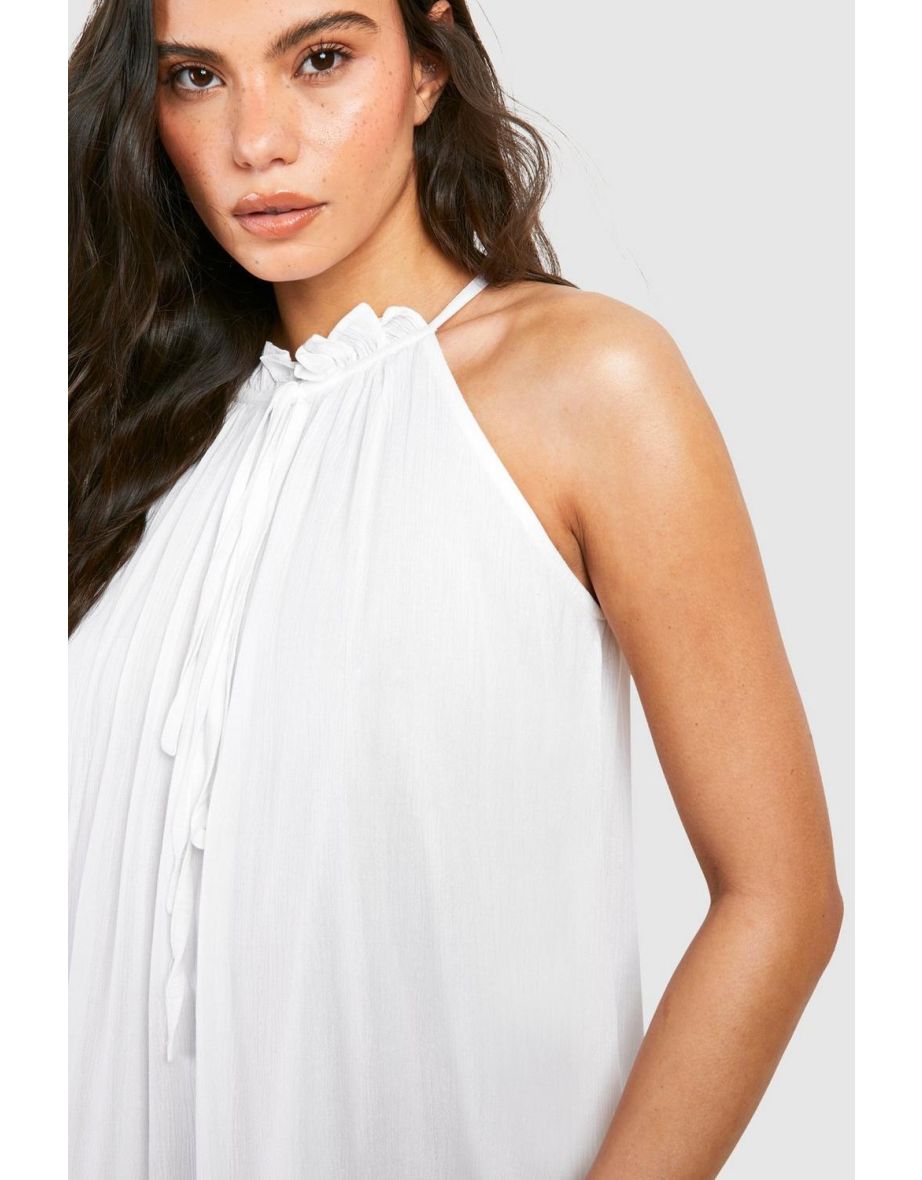 Cheesecloth Mini Smock Dress - white - 3