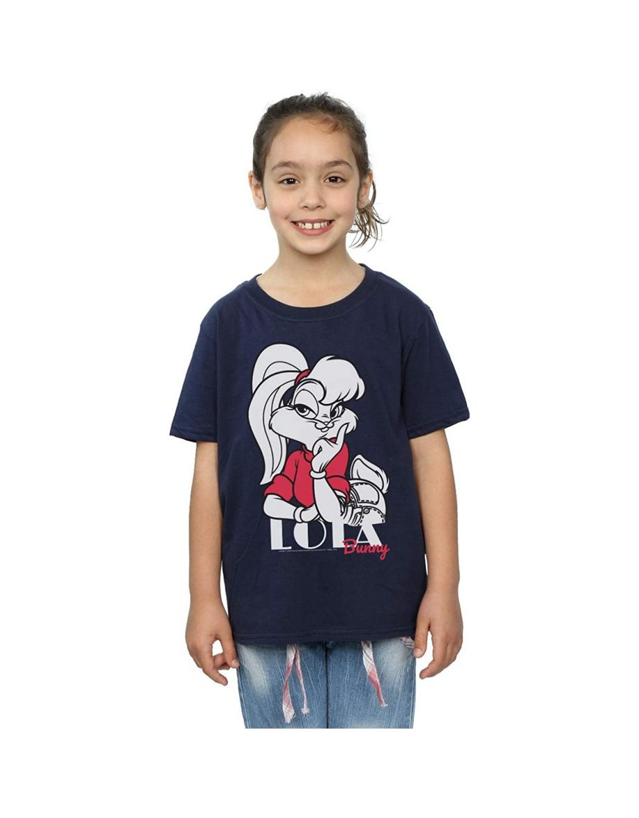 Looney Tunes Girls Lola Bunny Cotton T-Shirt - Navy Blue