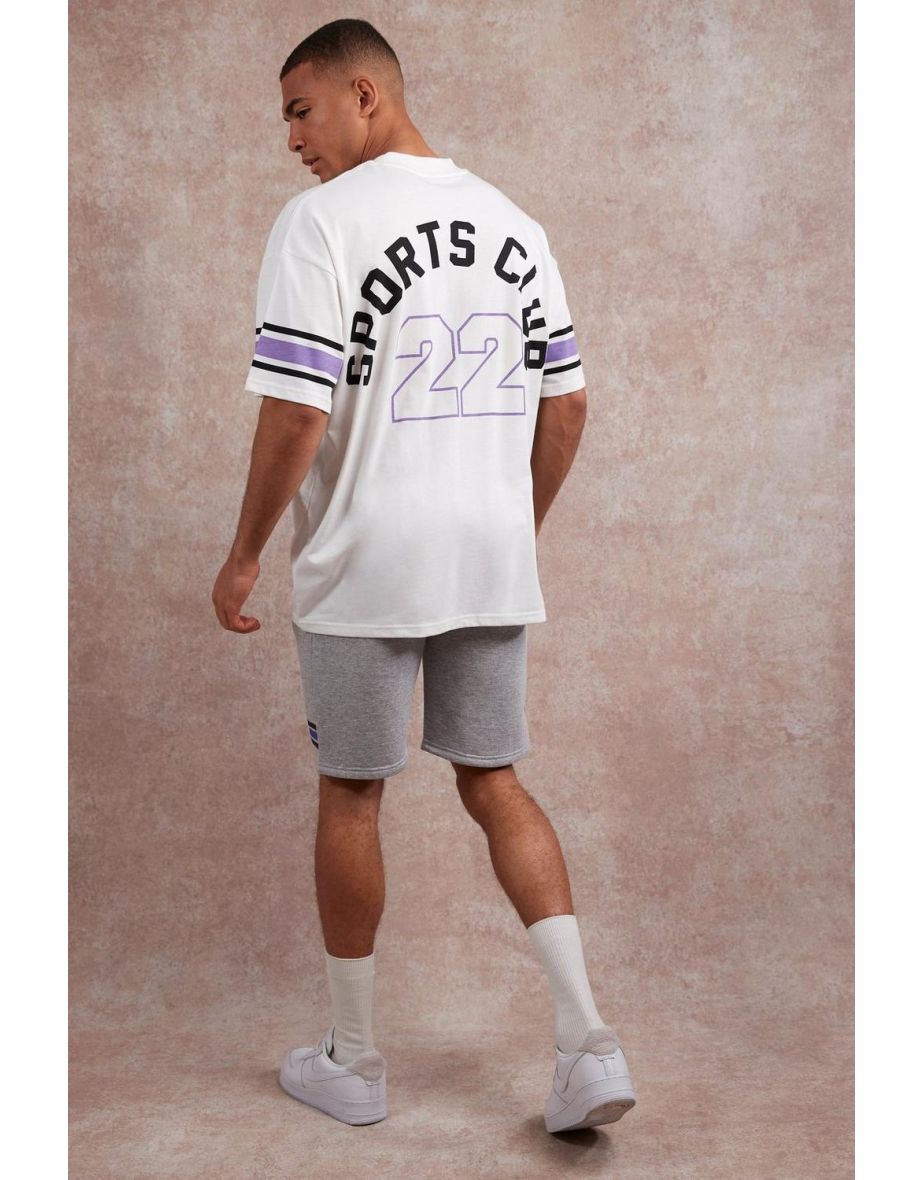 Oversized Baseball V-neck T-shirt - ecru - 2