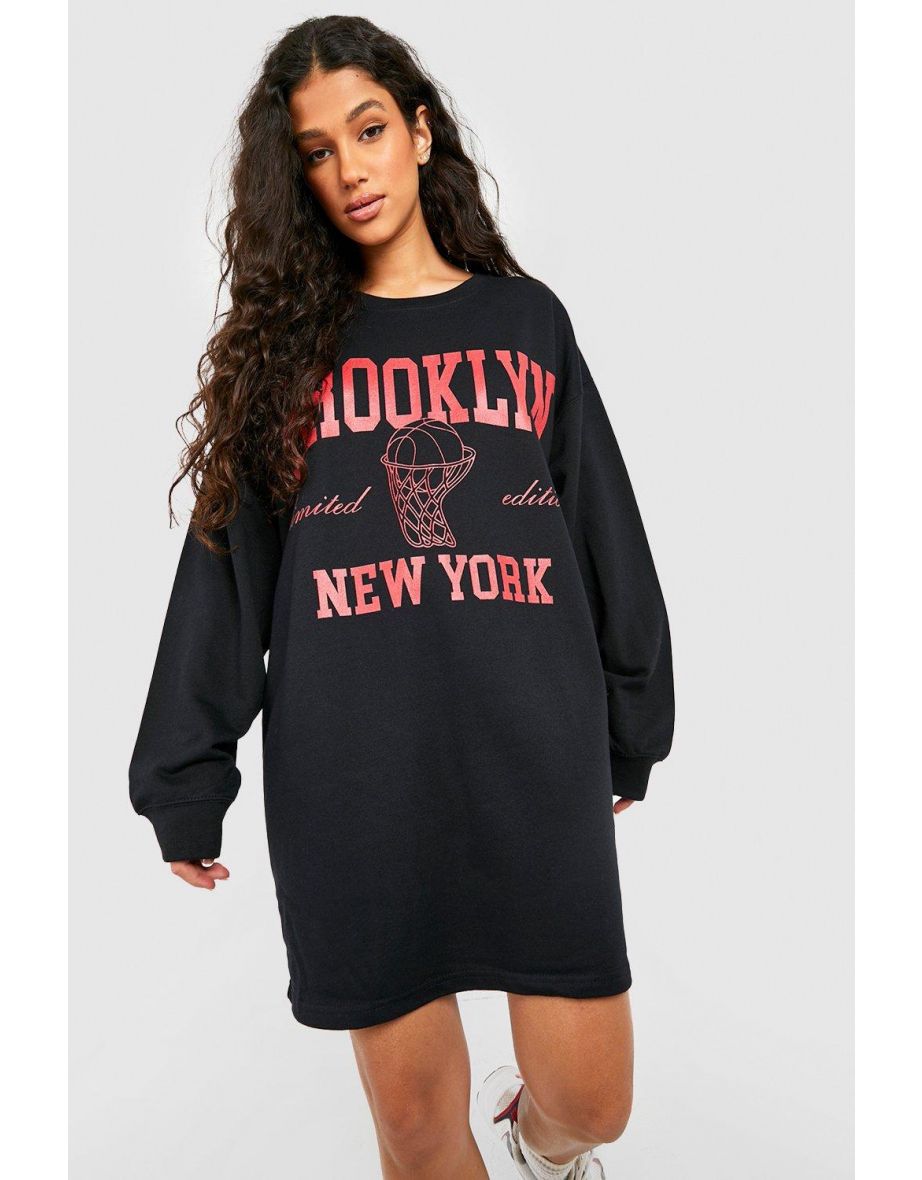 boohoo Plus Size Brooklyn New York Printed Sweat Dress