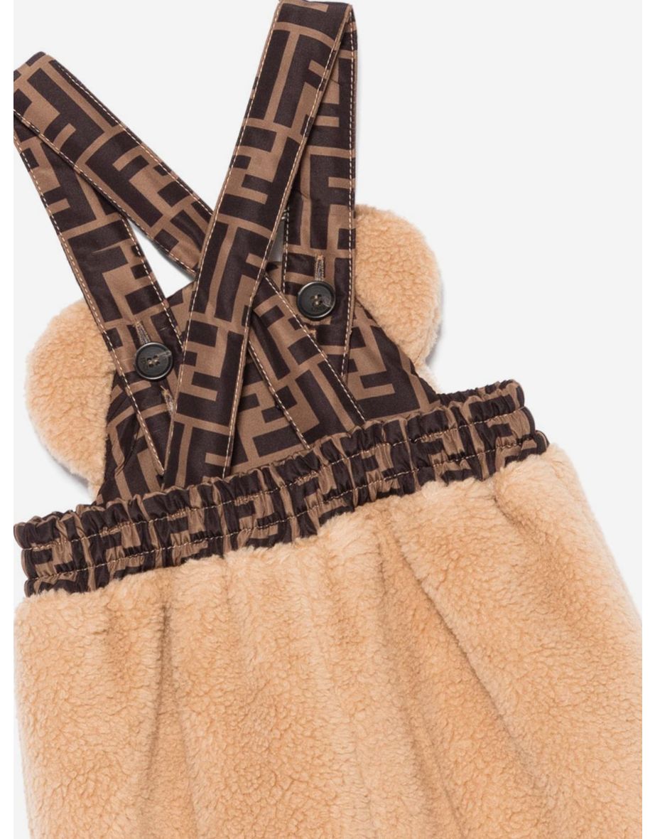 Fendi Baby Teddy Fleece Dungarees in Beige - 3