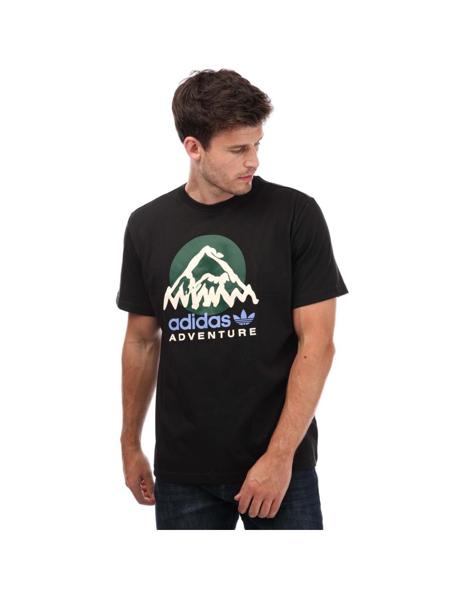Men's adidas Originals Adventure Mountain Front T-Shirt in Black