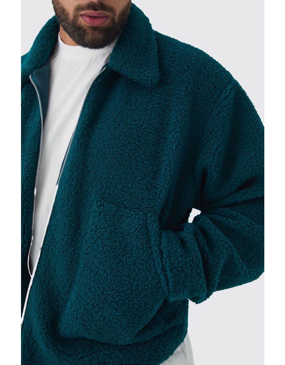 Plus Borg Harrington Jacket In Teal - teal - 2