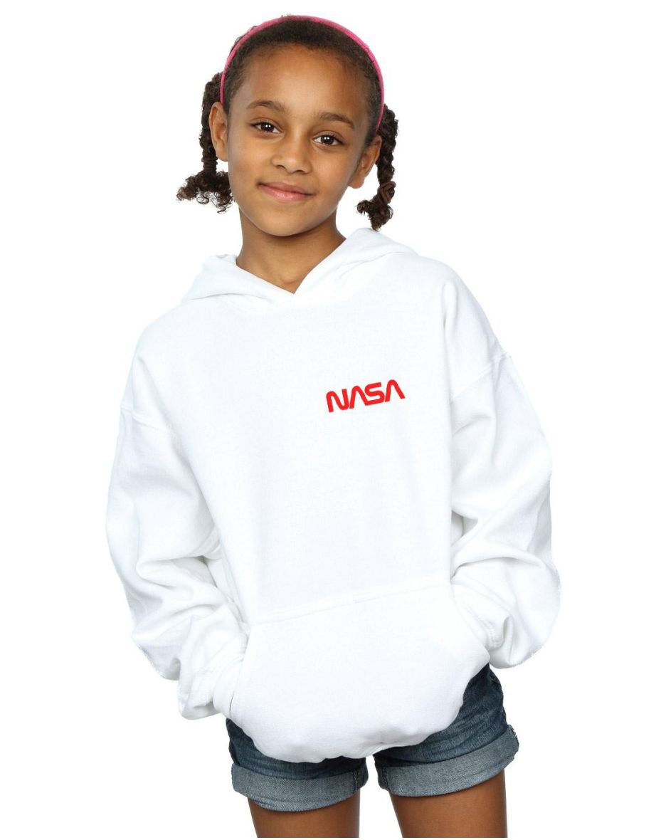 Shop NASA Girls Modern Logo Chest Hoodie White Online in Bahrain VogaCloset