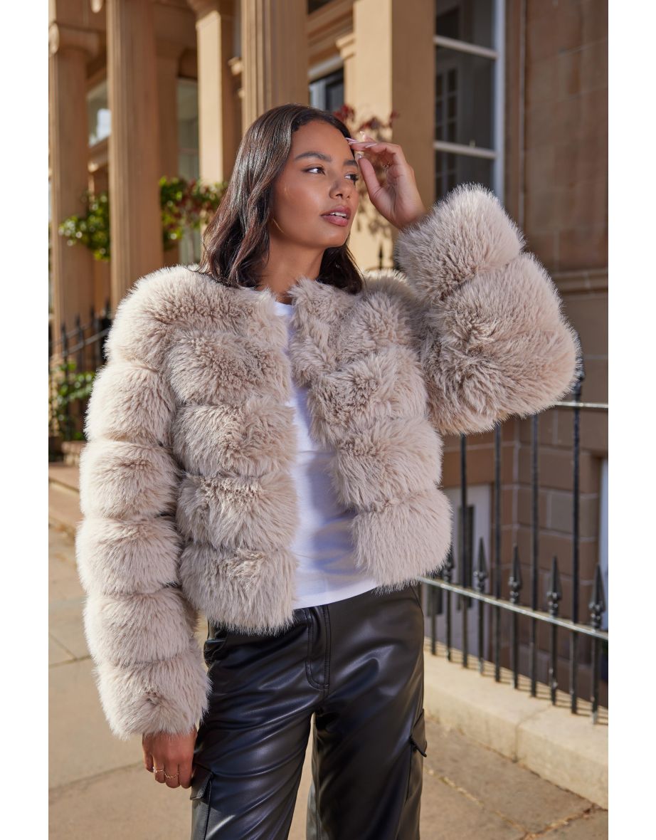 Stone Faux Fur Jacket