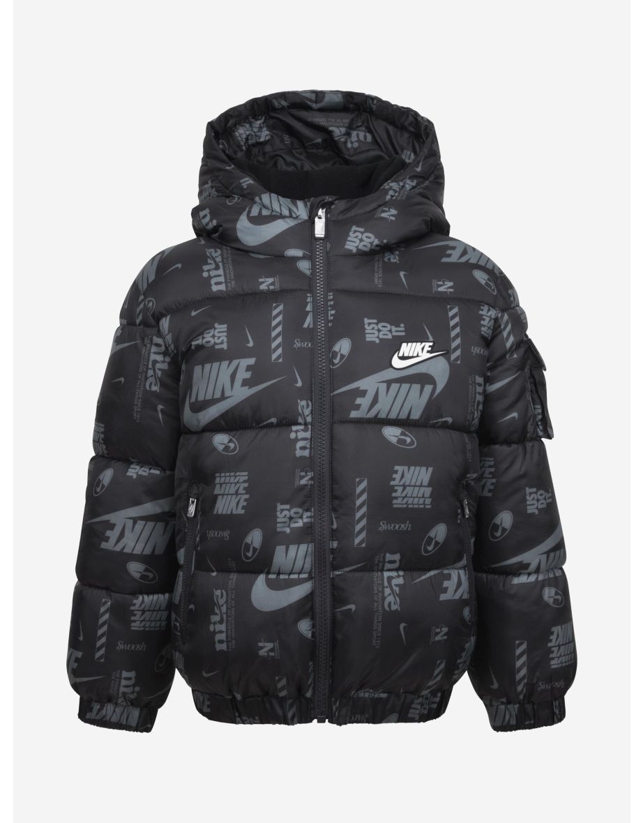 Boys DNA Logo Puffer Jacket in Black