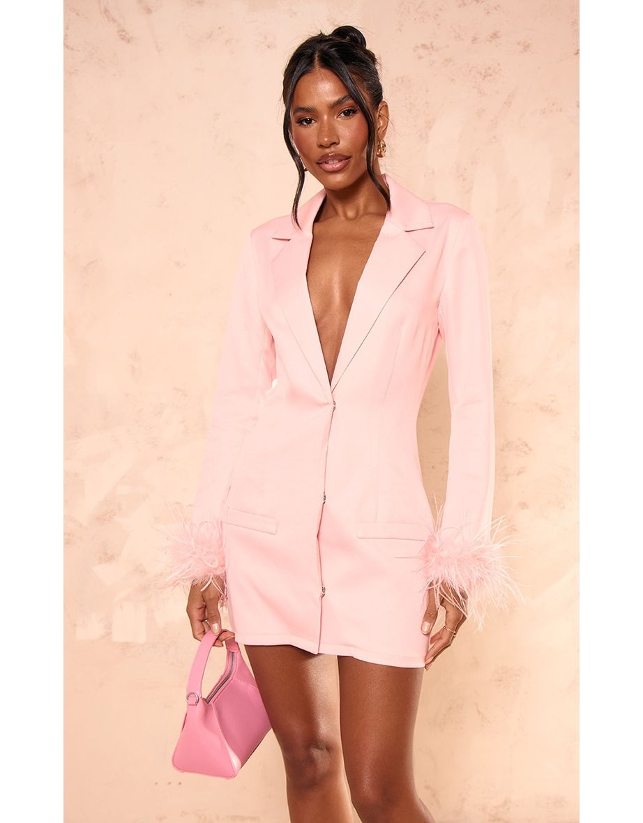 Shop Pale Pink Cut Out Detail Feather Sleeve Blazer Dress Online in Bahrain VogaCloset