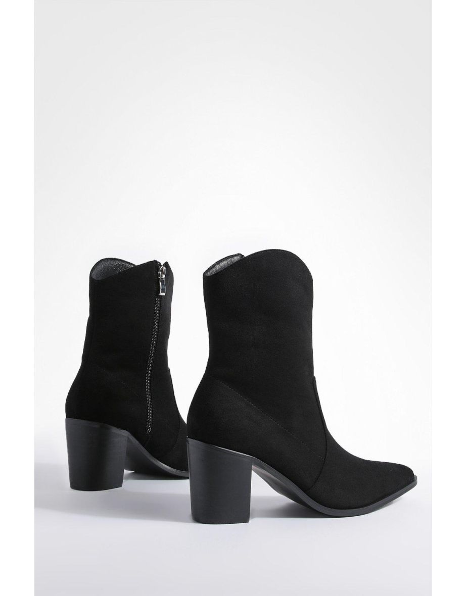 Wide Fit Curved Top Cowboy Boots - black - 3