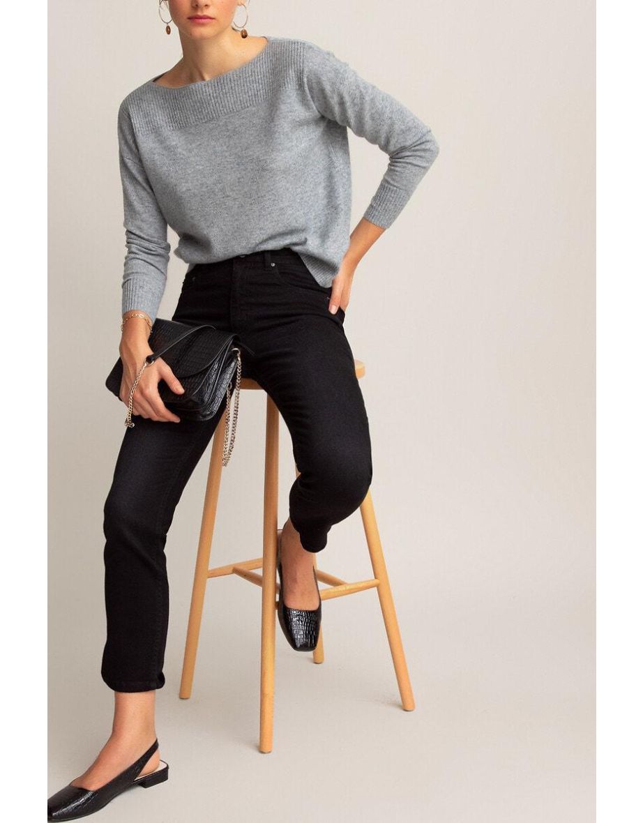 Cashmere Fine Knit Jumper/Sweater with Boat Neck