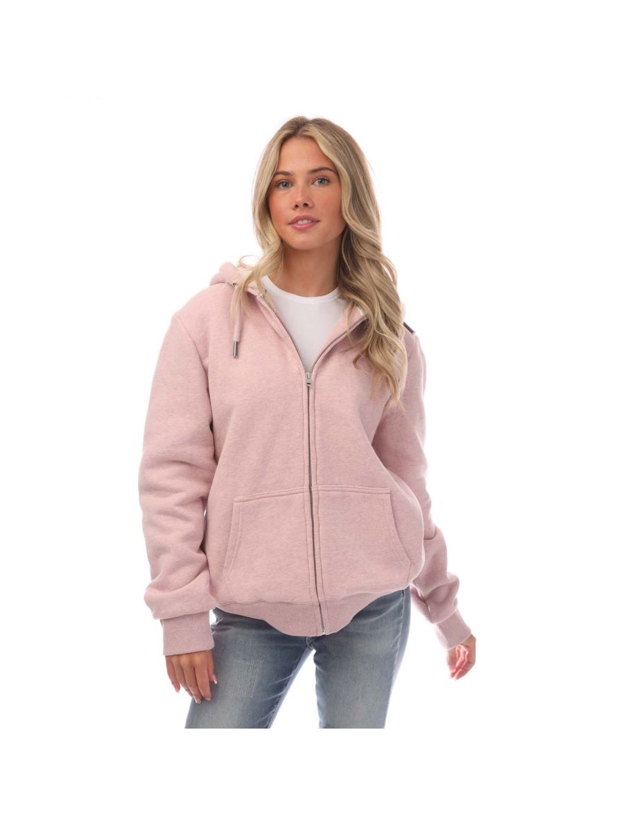 Women's Superdry Borg Lined Zip Hoodie in Pink