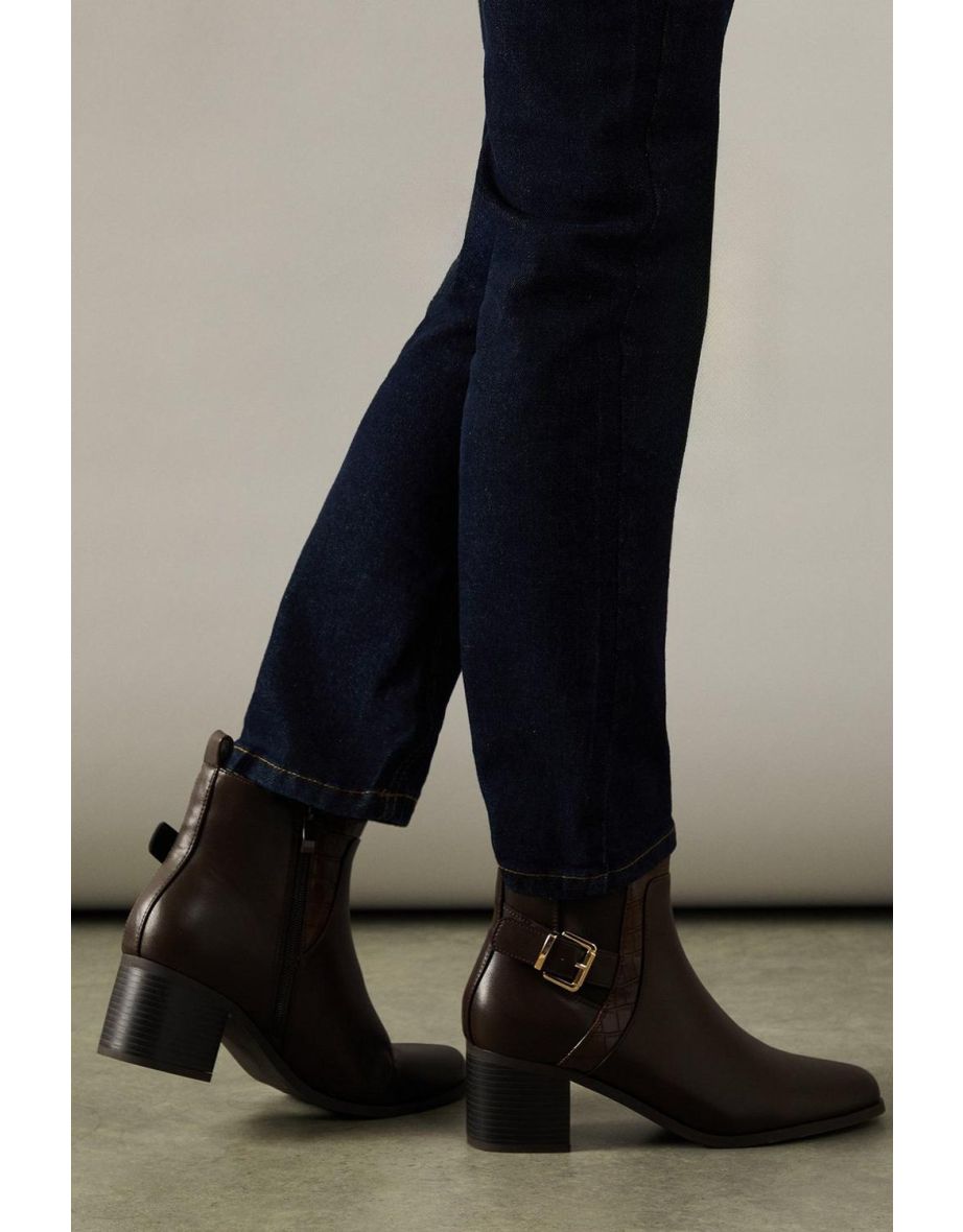Good For The Sole: Mella Medium Block Heel Buckle Detail Ankle Boots - 3