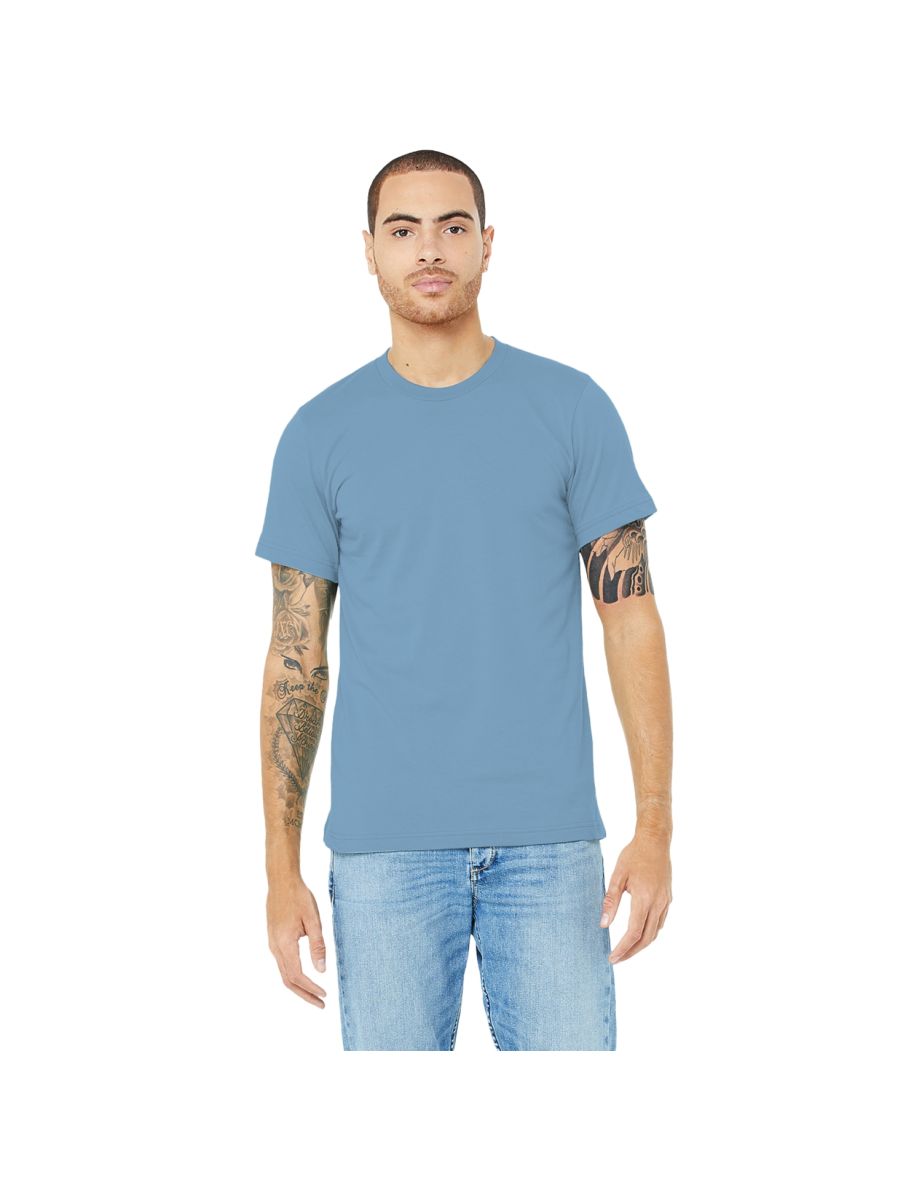 Canvas Unisex Jersey Crew Neck T-Shirt / Mens Short Sleeve T-Shirt - Heather Columbia Blue - 2