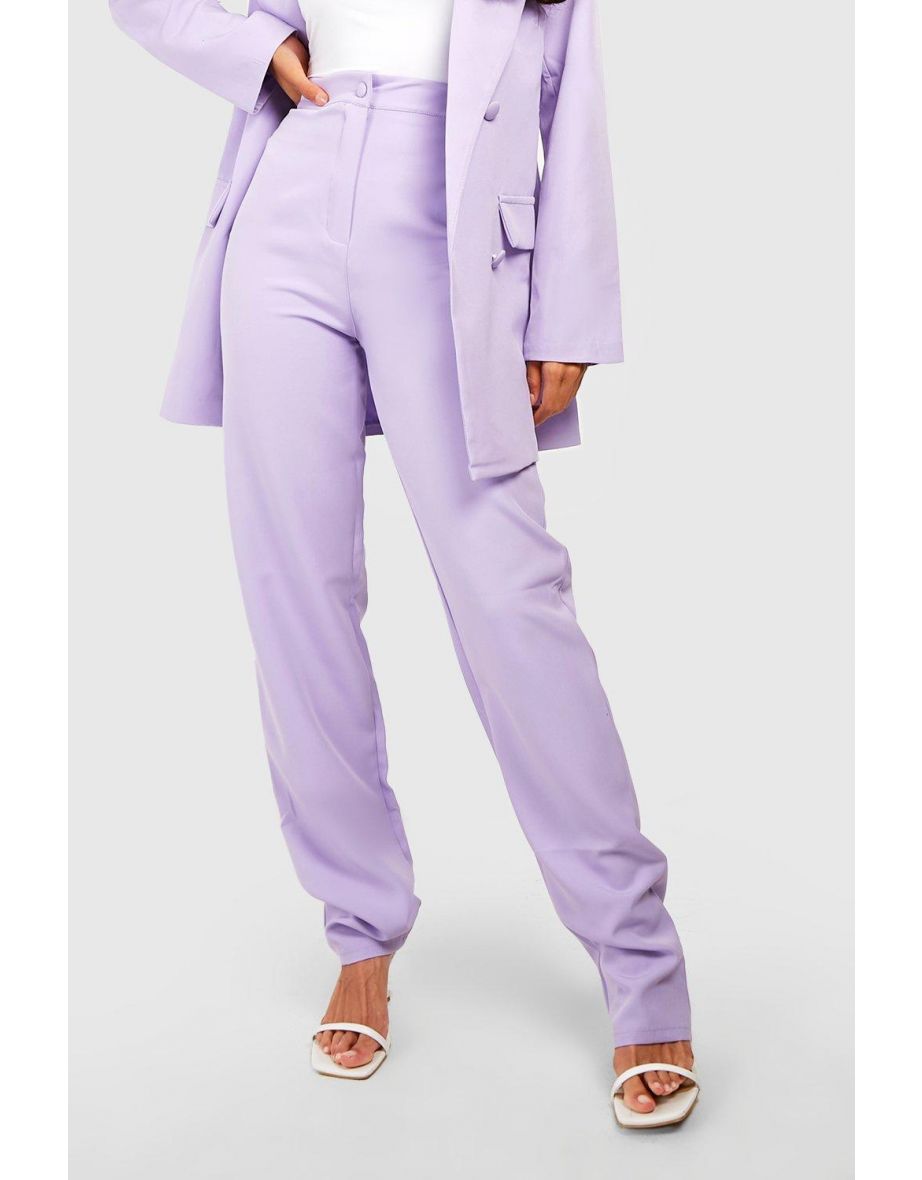 Straight Leg Tailored Trousers - lilac - 3