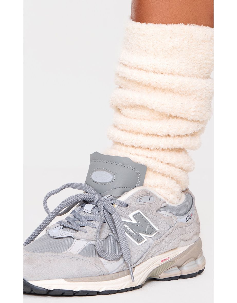 Cream Cosy Knit Rib Leg Warmers