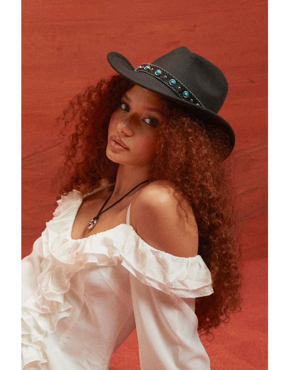 Gem Stone Western Cowboy Hat - black