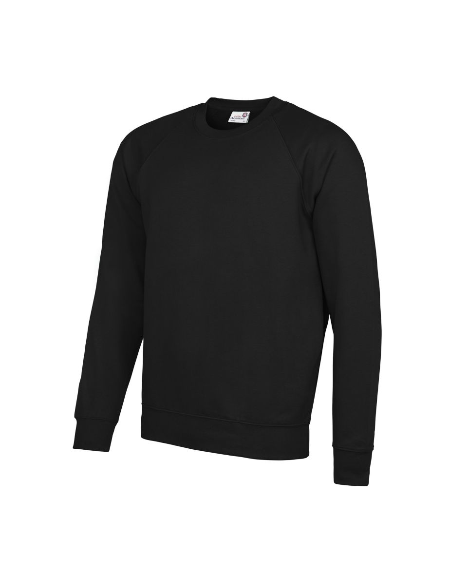 AWDis Academy Mens Crew Neck Raglan Sweatshirt - Black
