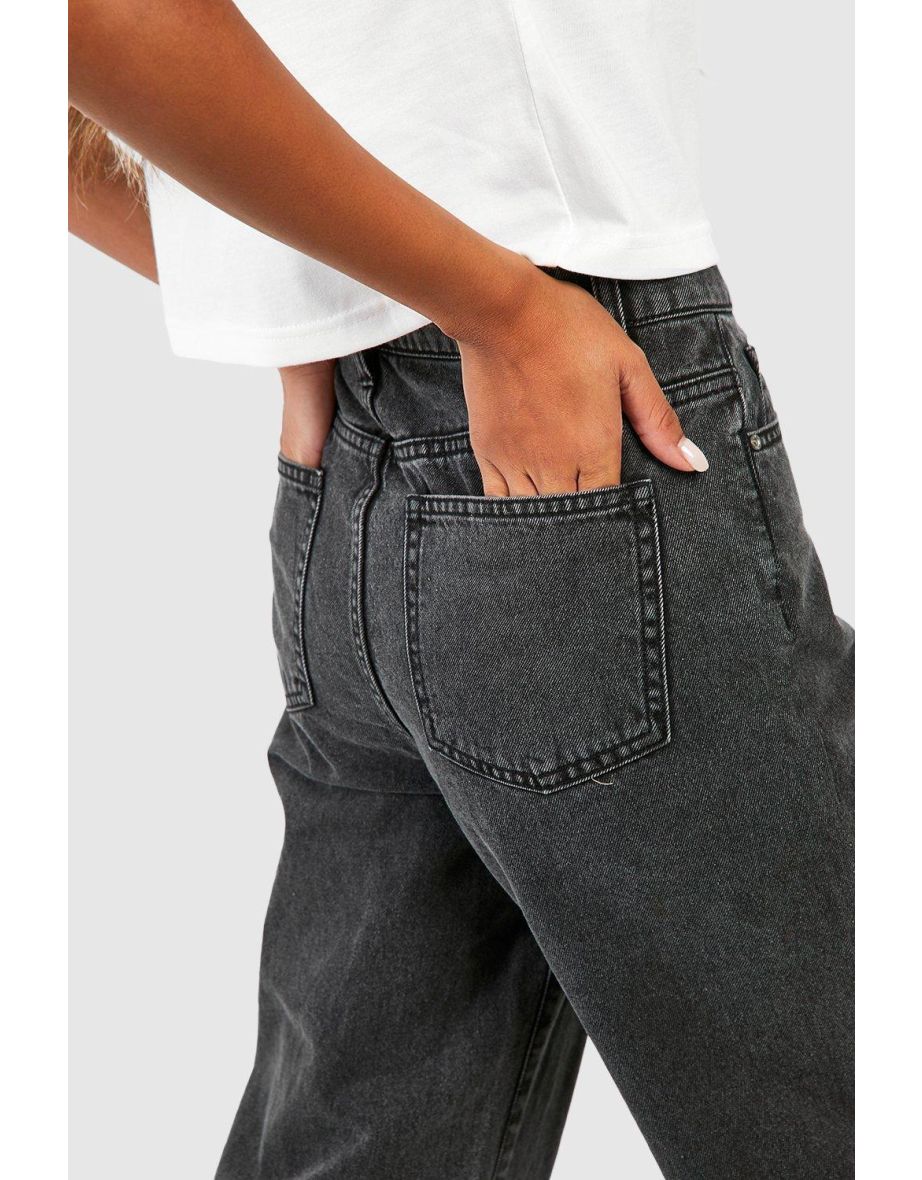 Basics High Waisted Boyfriend Jeans - washed black - 3