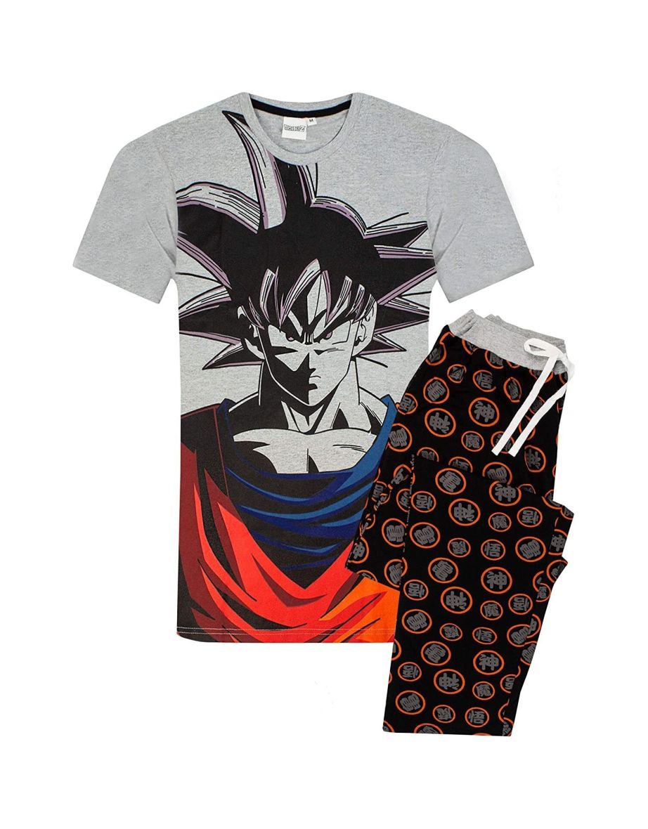 Dragon Ball Z Mens Goku Long Pyjama Set - Grey/Black/Red