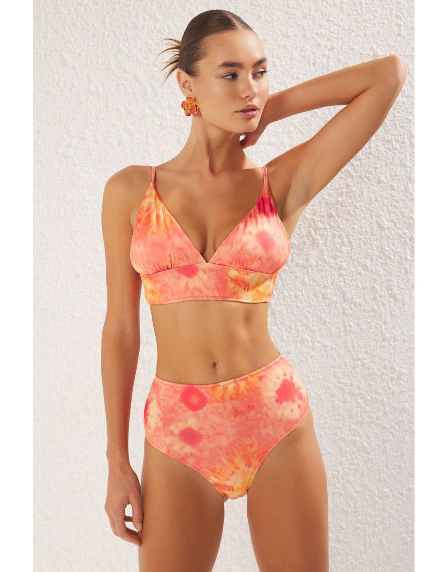 Orange-Multicolored Animal Panties Diver/Scuba High Waist Bikini Bottoms