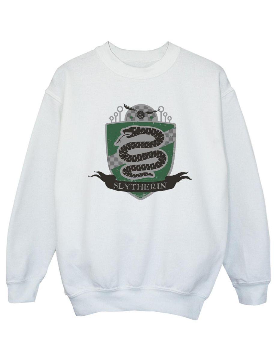 Harry Potter Girls Slytherin Chest Badge Sweatshirt - White
