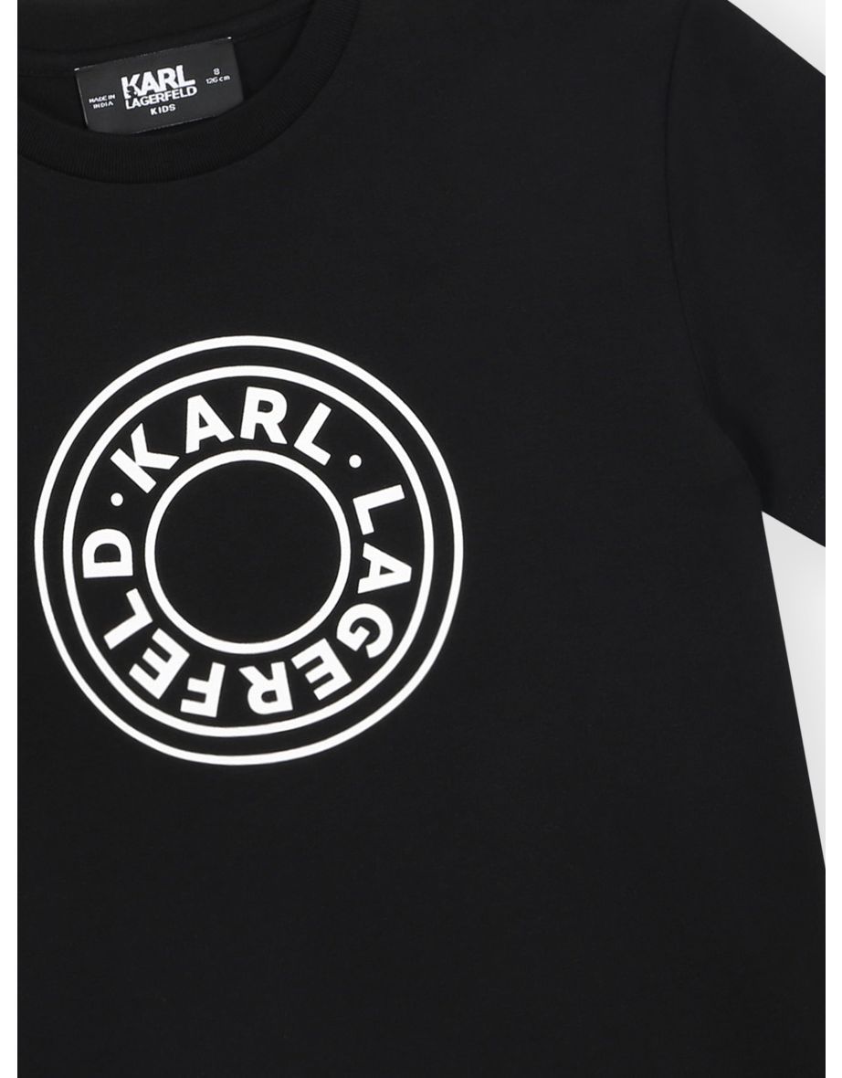 Karl Lagerfeld Boys Logo Print T-Shirt in Black - 3