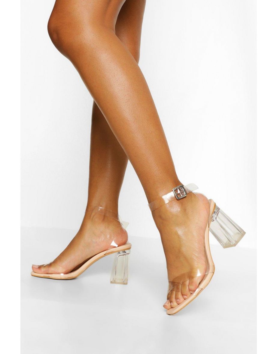 Clear Two Part Heels - nude