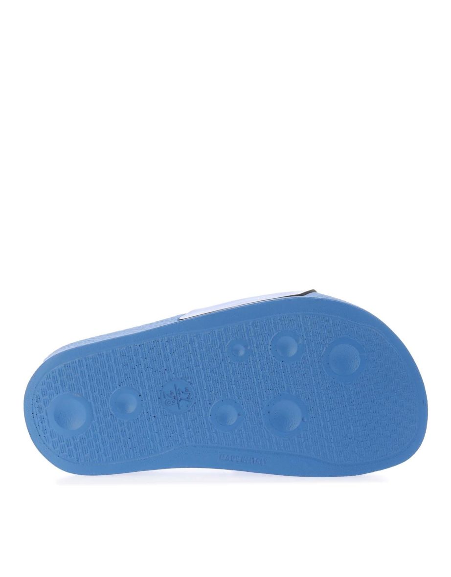 Boy's Off White Pool Sliders in Blue - 4