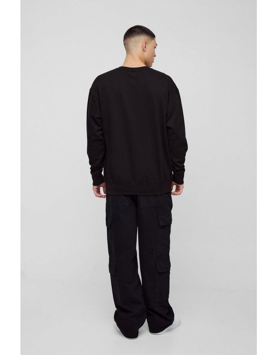 Oversized Wu-Tang Clang Band License Print Sweatshirt - black - 2