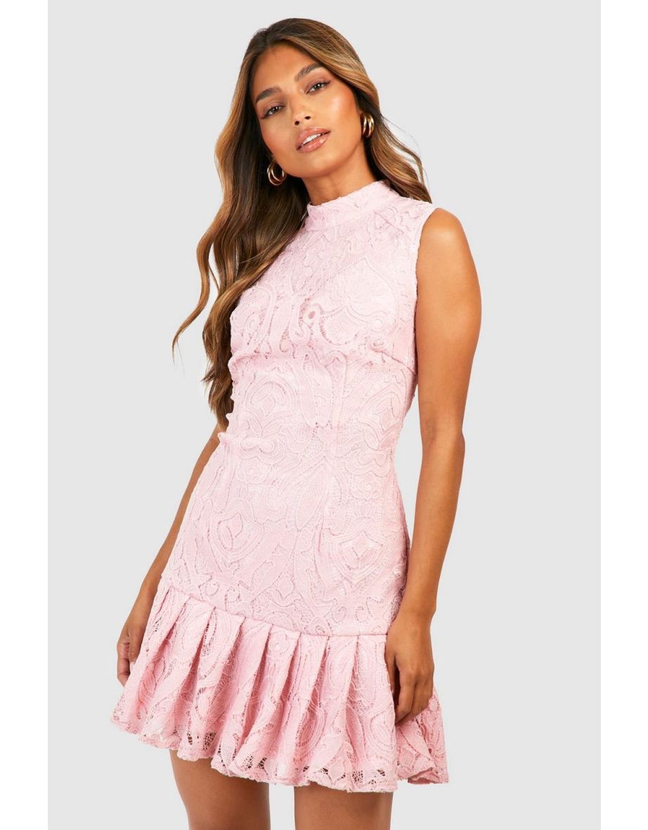 Lace frill hem dress hotsell