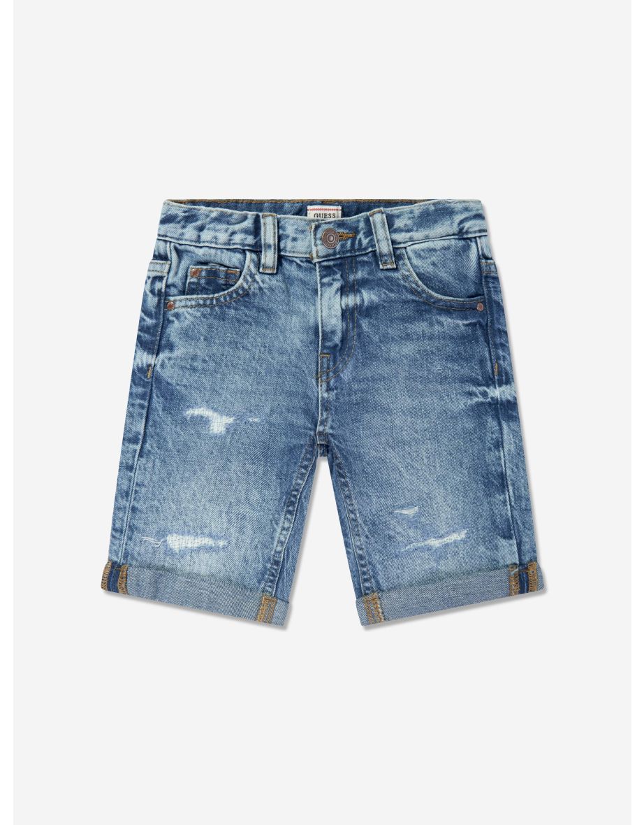 Boys Denim Linen Shorts in Blue