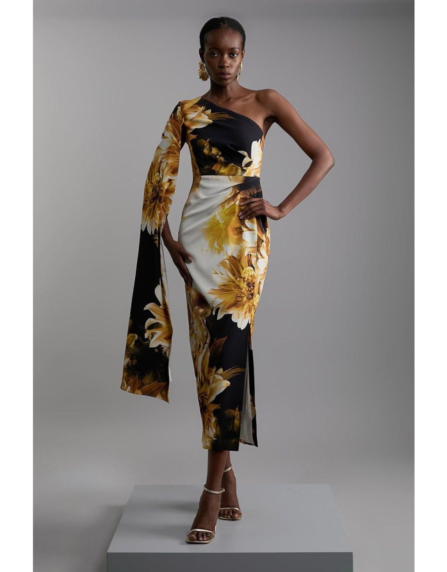 Maxi dress with floral cape hotsell