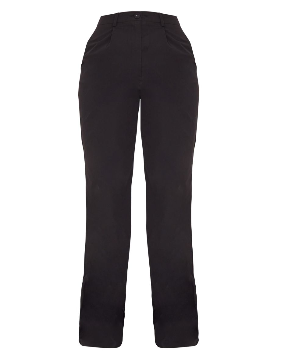 Tall Black Straight Leg Peach Skin Trousers - 4