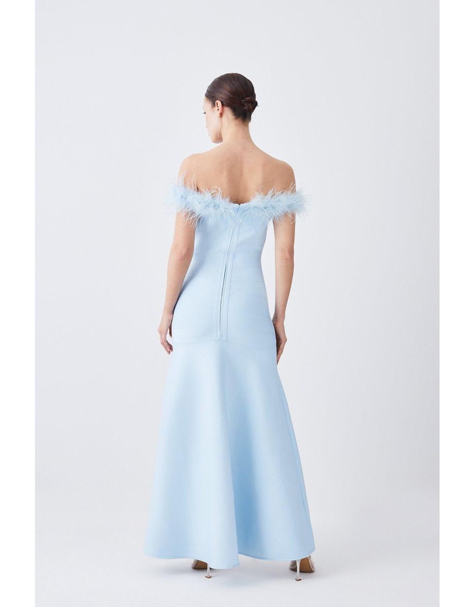 Petite Feather Detail Bandage Bardot Midaxi Dress - 2