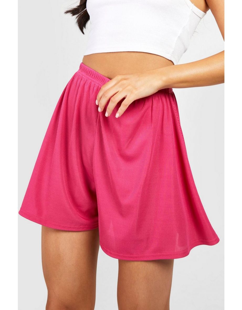 Rib Oversized Flippy Short - hot pink - 3