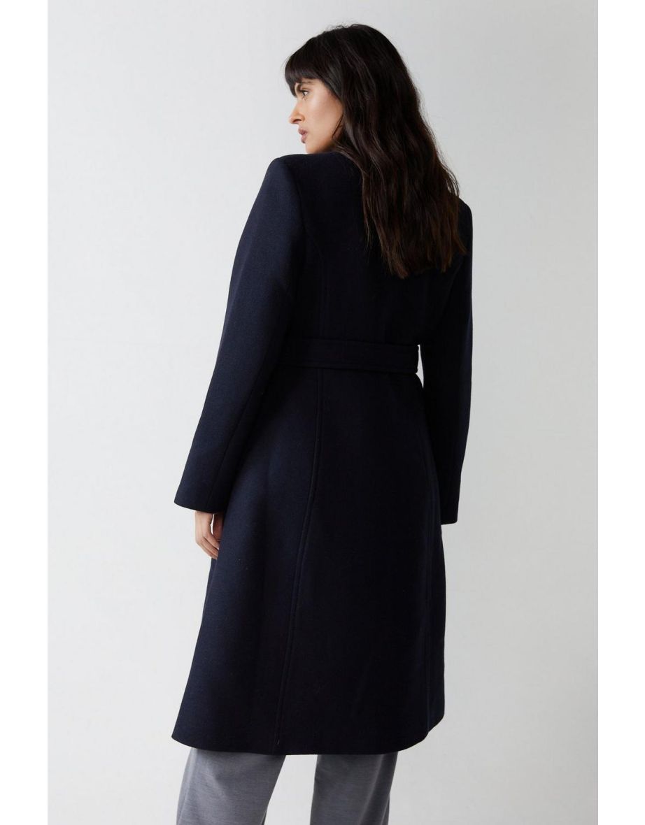 Belted Wool Look Wrap Coat - 3