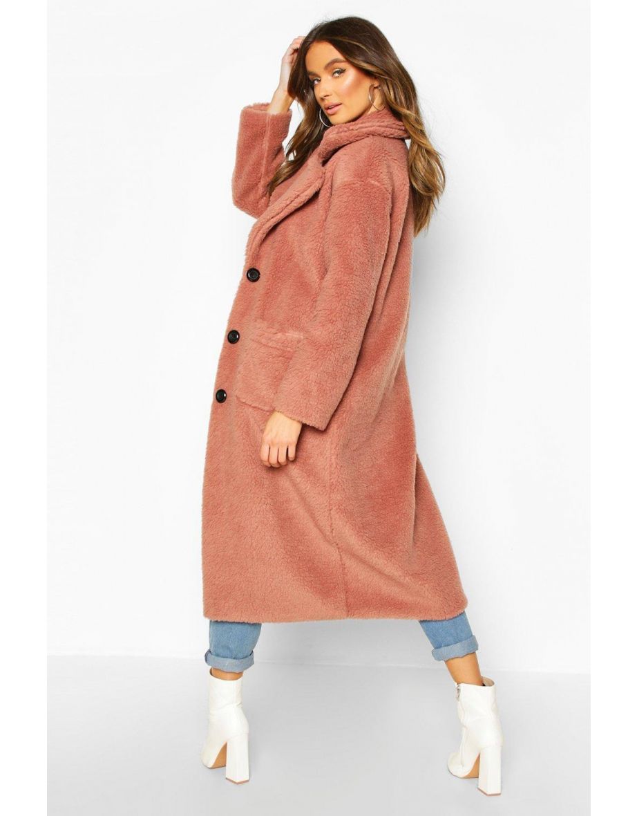 Longline teddy faux fur coat best sale