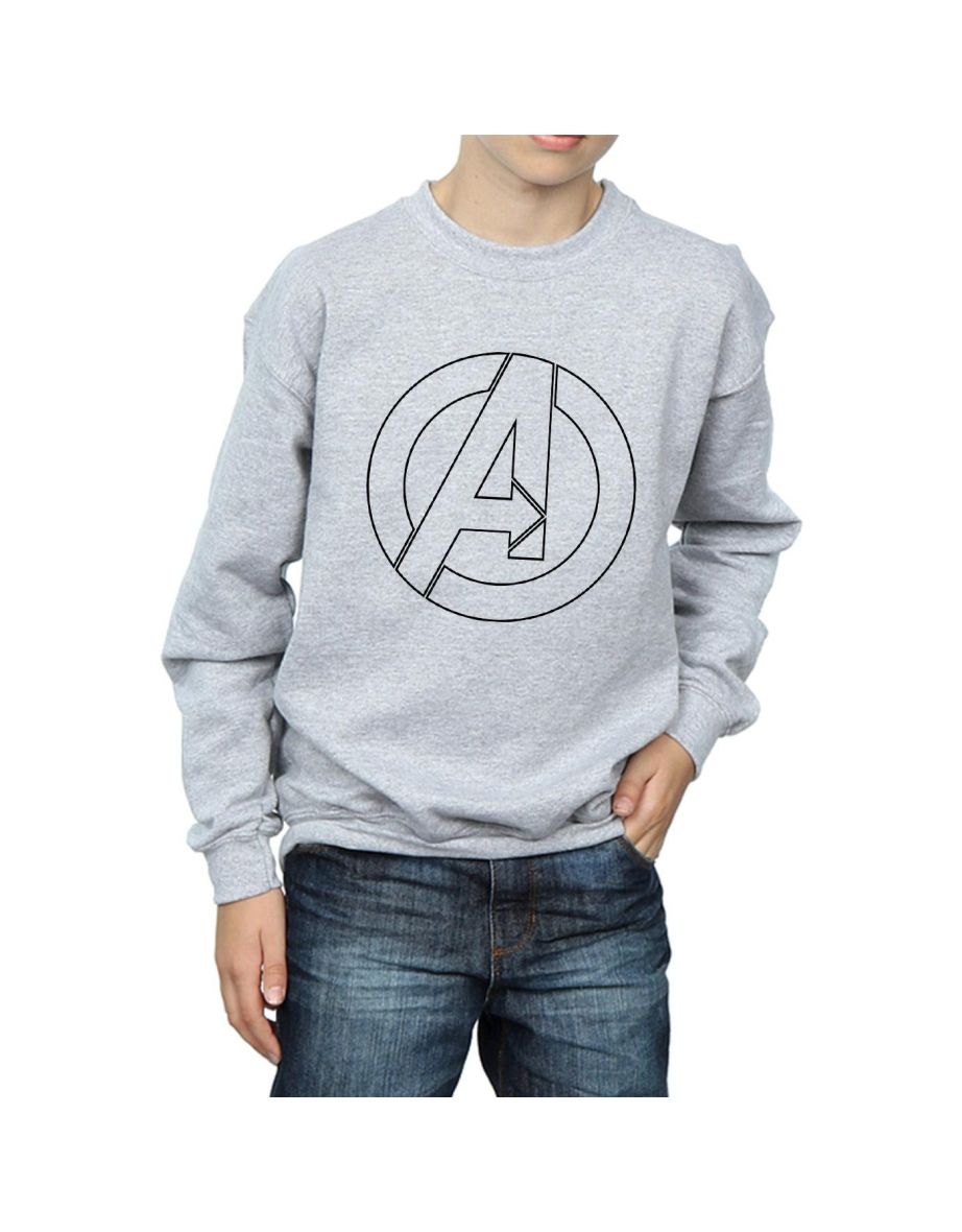 Marvel Boys Avengers Assemble A Logo Outline Sweatshirt - Sports Grey - 3